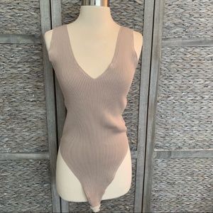 NWT Wishlist Sleeveless Knit Bodysuit Mocha